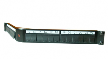 Angled Patch Panel 24 Snap-In Black, Aginode - Nexans 