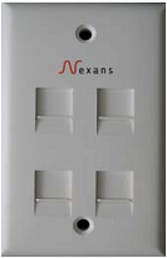 LANmark US style Wallplate 4 Snap-In Single Gang White, Aginode - Nexans 