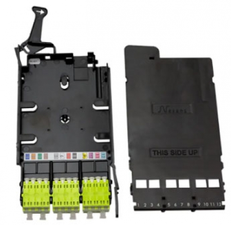 LANmark-OF ENSPACE Adaptor Module 12 LC Multimode Lime Green Shutters Integrated