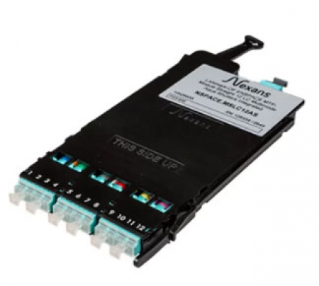 LANmark-OF Ultra Low Loss ENSPACE MTP-Module Crossed 12 LC Multimode Aqua Shutters Integrated