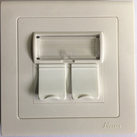 UK Style 86×86 faceplate 2port Snap-In White, Aginode - Nexans 