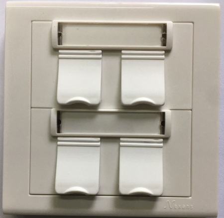 UK Style 86×86 Faceplate 4 port Snap-In White, Aginode - Nexans 